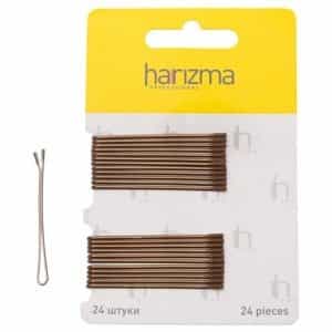 Невидимки Harizma 50 мм прямые 24 шт коричневые h10535-04