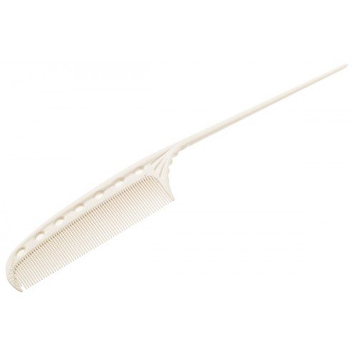 Расчёска Y.S.Park супер короткая, с пластиковым хвостиком, мелкие зубцы, белая YS-113 white