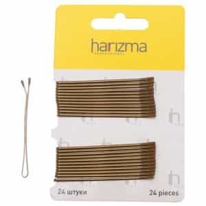 Невидимки Harizma 60 мм прямые 24 шт коричневые h10537-04